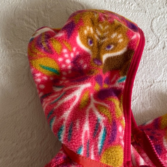 Patagonia Baby Synchilla Fleece Jacket Cardigan Hooded 0m Rare Forest Fox Print - Picture 7 of 11